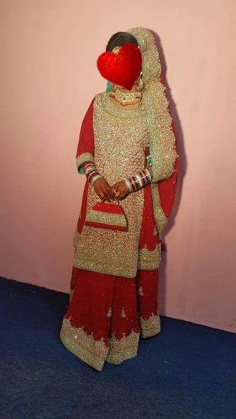 Red Barat bridal sharara with purse 2