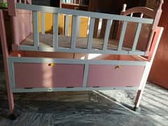 Baby Cot Almost New With Wheels and Swing and Cabinets