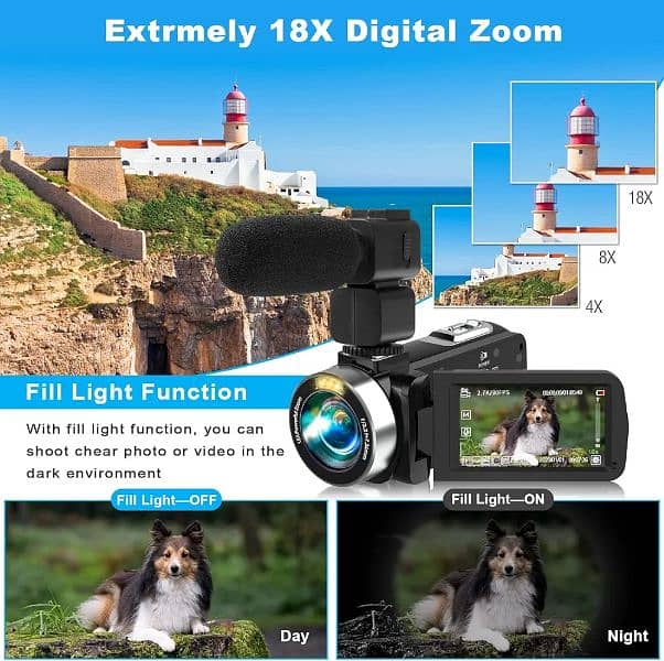 Heegomn Video Camera Camcorder with Microphone HD 2.7K Video Recorder 2