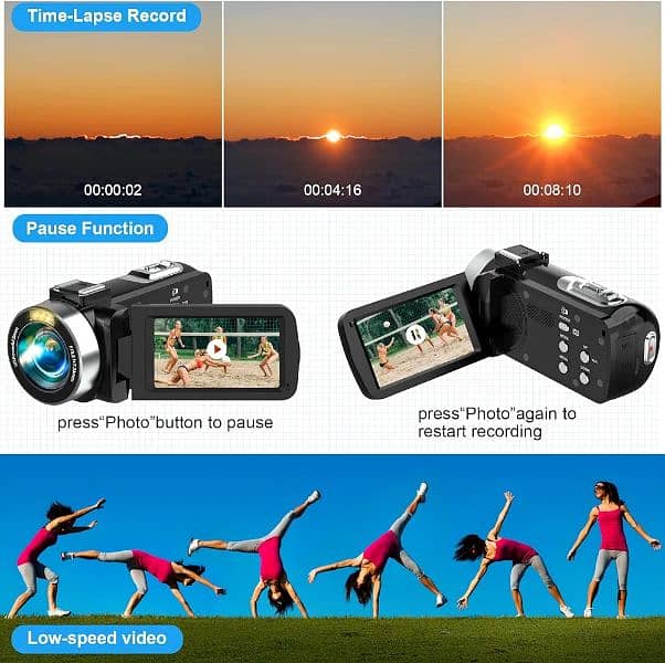 Heegomn Video Camera Camcorder with Microphone HD 2.7K Video Recorder 3