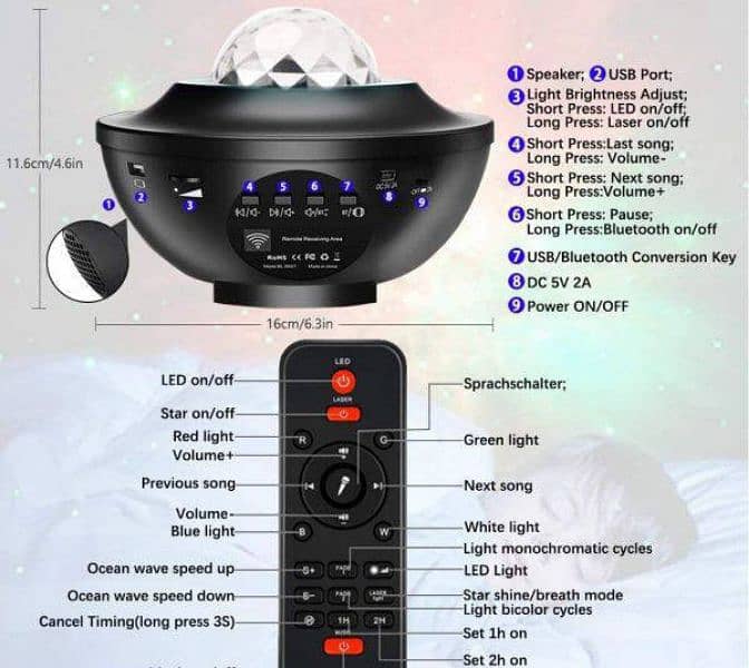 Glaxy Sky Night Projector Light With Bluetooth Speaker 1