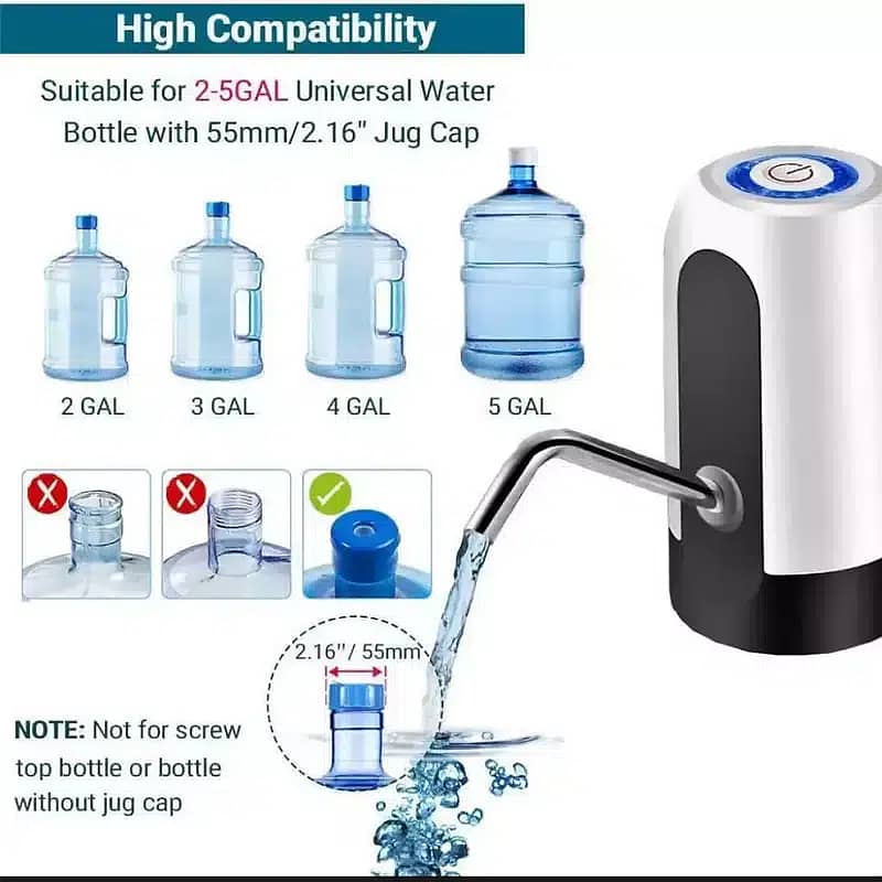 Rechargeable Portable Automatic Water Dispenser Water Pump USB Charger 2