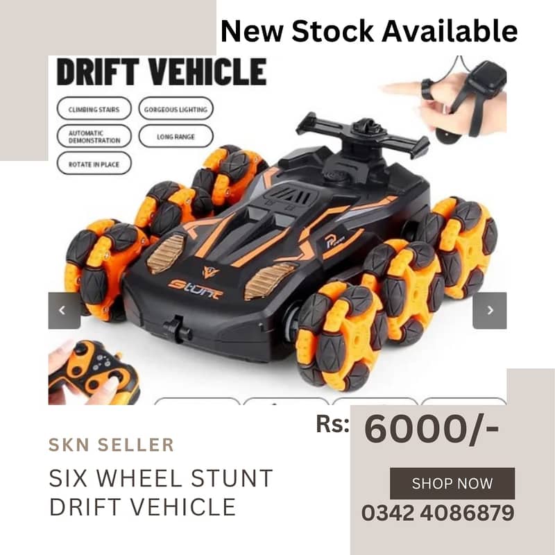 New Stock (Six Wheels Hand Gesture & Remote Control Stunt Car 0