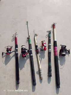 7 fishing rods and equipment for sale