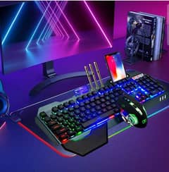Wireless gaming Mechanical Keyboard and Mouse,Rainbow Backlit 0