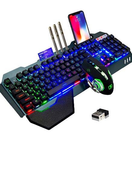 Wireless gaming Mechanical Keyboard and Mouse,Rainbow Backlit 2