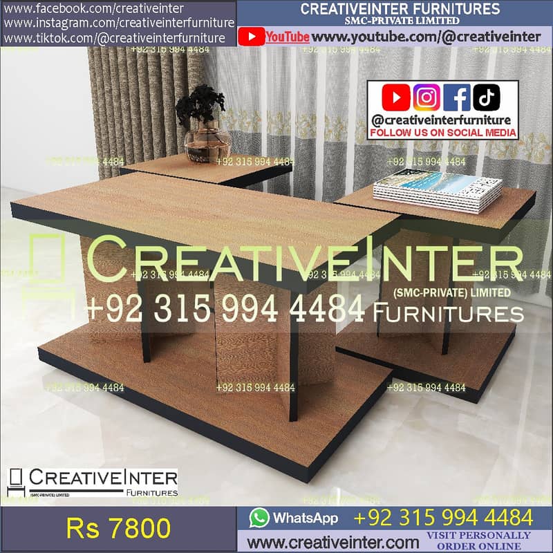 Coffee table center table set 3pcs office home sofa almari chair shop 3