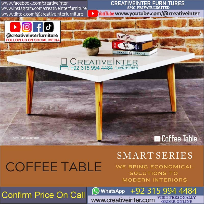 Coffee table center table set 3pcs office home sofa almari chair shop 5