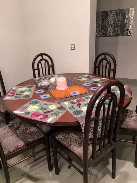 Round dining table with 6 chairs (Special sheesham solid wood) 2