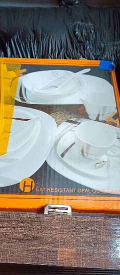 light weight opal glass marble imported dinner set