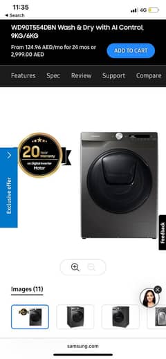 Samsung imported washing machine fully automatic WiFi enabled
