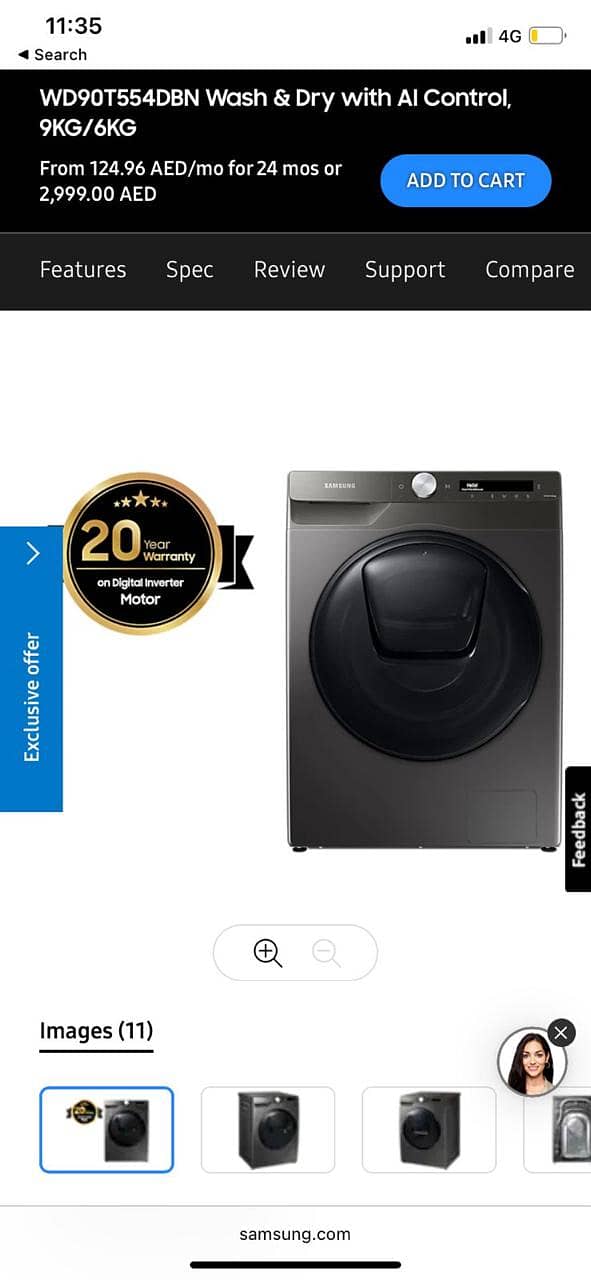Samsung imported washing machine fully automatic WiFi enabled 0