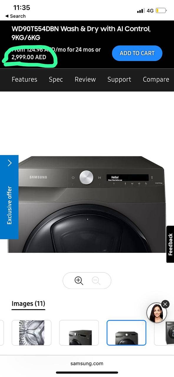 Samsung imported washing machine fully automatic WiFi enabled 1