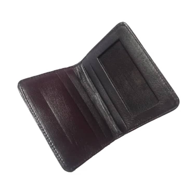 Black Cow Leather Minimalist Card Wallet for Men - Essential Wall 1
