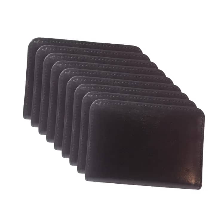 Black Cow Leather Minimalist Card Wallet for Men - Essential Wall 2