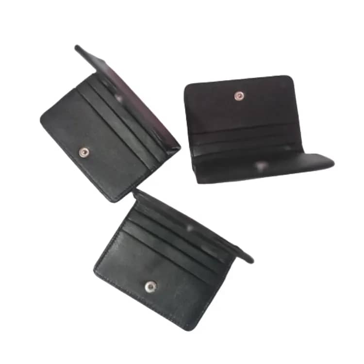 Slim Black Leather Card Holder Wallet - Hot Mini Wallet 3