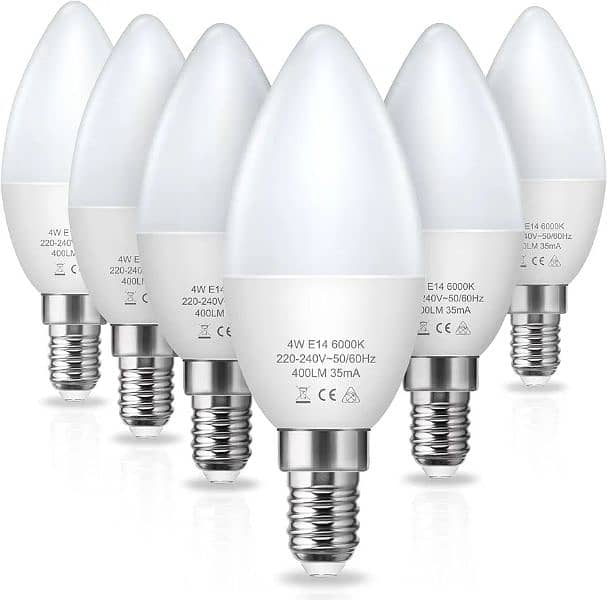 Fulighture E14 Candle Bulb [6-Pack], Cool White 6000K, 3.5W 0