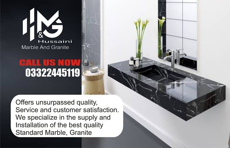 Marble Sleb/Black Granite/Handmade Sink 12