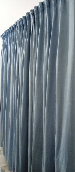 Beautiful Sky Blue 7x3.5 Two Curtains back ustar with railing WASHED 0