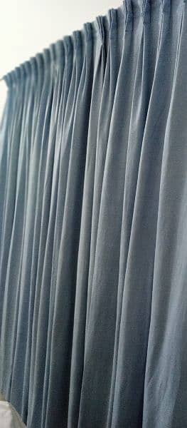 Beautiful Sky Blue 7x3.5 Two Curtains back ustar with railing WASHED 2