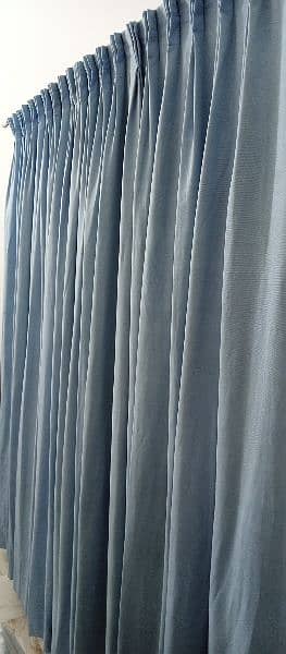 Beautiful Sky Blue 7x3.5 Two Curtains back ustar with railing WASHED 3