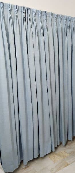 Beautiful Sky Blue 7x3.5 Two Curtains back ustar with railing WASHED 4