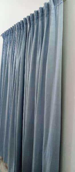 Beautiful Sky Blue 7x3.5 Two Curtains back ustar with railing WASHED 7