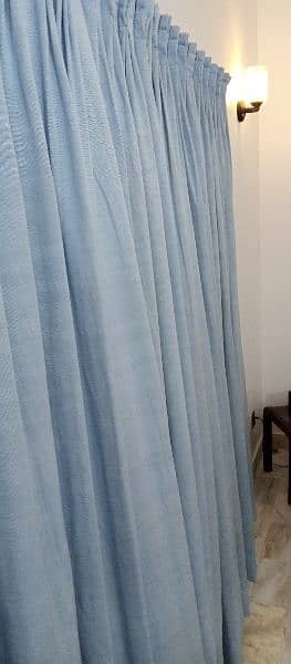 Beautiful Sky Blue 7x3.5 Two Curtains back ustar with railing WASHED 10