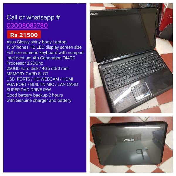 Laptops available in low prizes contact 0R WhatsApp no 03oo8O83780 15