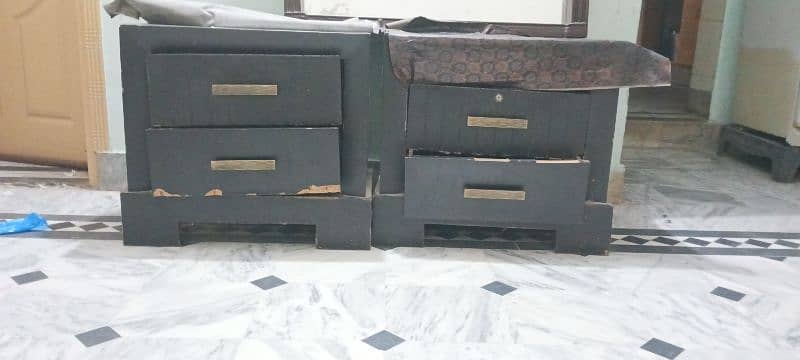 Double Bed Black Color with side tables 2
