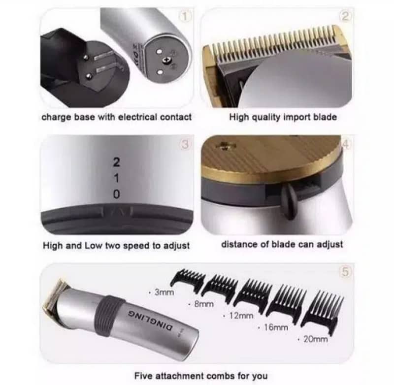 Trimmer Kemei Dingling Beard Hair dryer iron straightene Shaver Machin 4