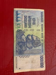 Zimbabwe one million dollar banknotes . 0