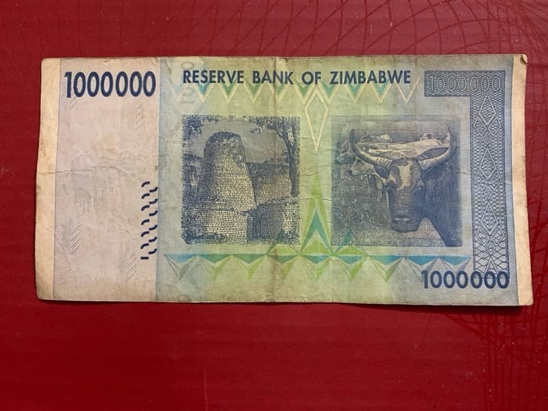 Zimbabwe one million dollar banknotes . 1