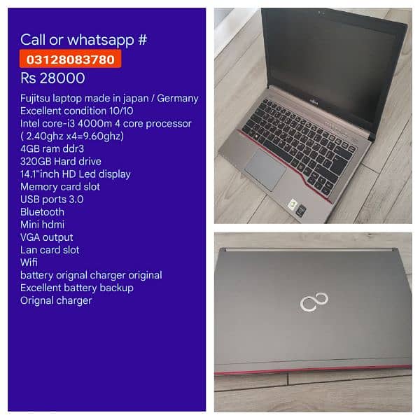 Laptops available in low prices contact or WhatsApp no 03128O83780 7