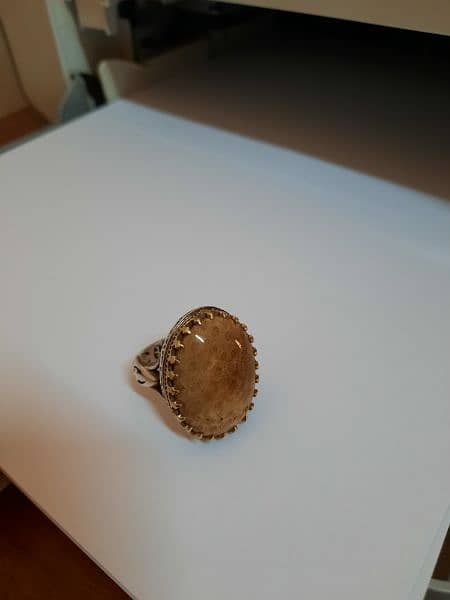Malaysian Fossil Agate Ring, Real Gemstone Ring for Men 1