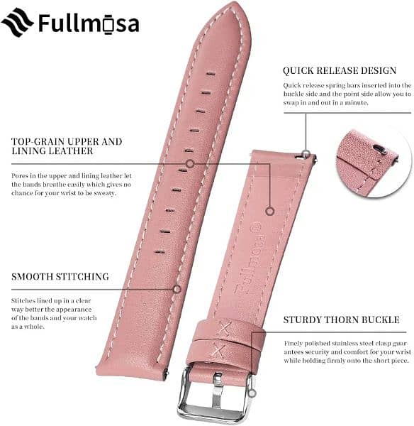 Fullmosa Watch Straps 18mm, Axus Series Leather Strap 3