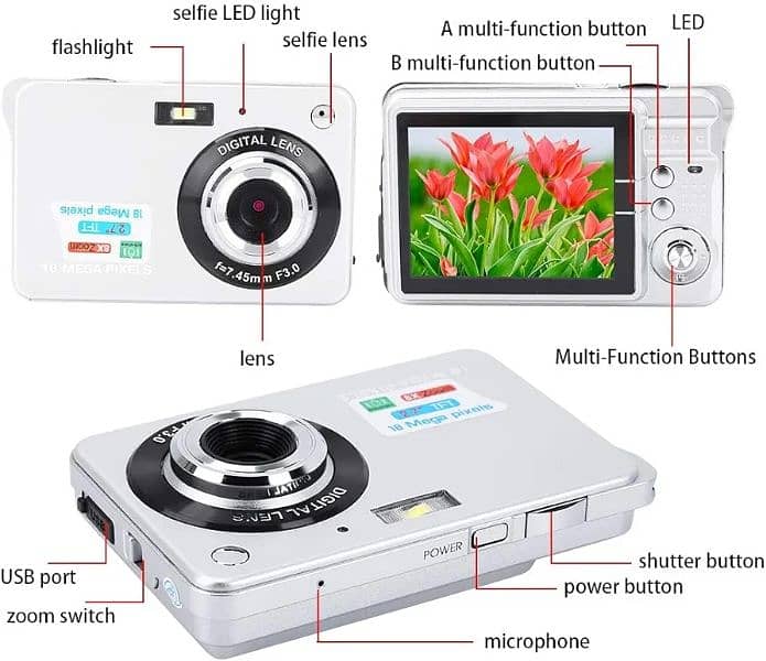 Digital Camera COMS Sensor 18MP, HD Digital Video Camera 5