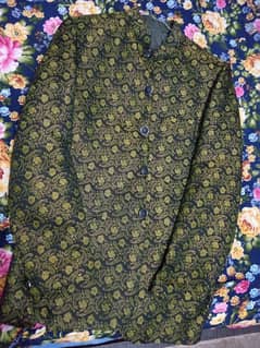 printed prince coat for men Green and golden color