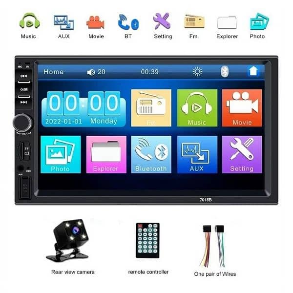 7018B 7 INCH 2DIN CAR MP5 PLAYER LCD TOUCH SCREEN BLUETOOTH FM 1