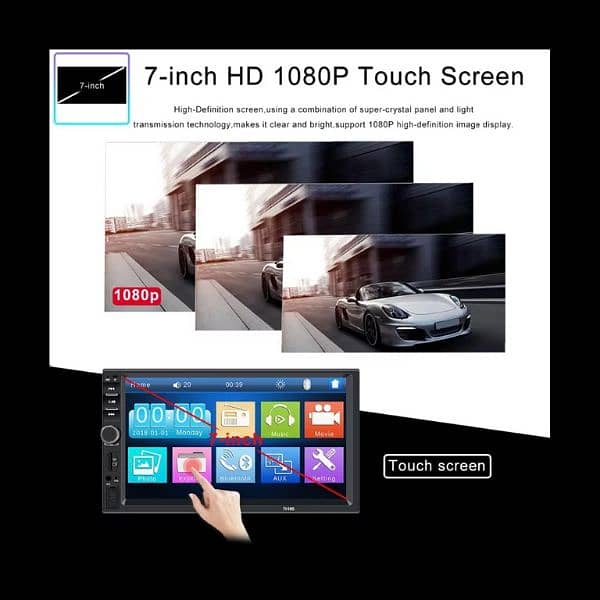7018B 7 INCH 2DIN CAR MP5 PLAYER LCD TOUCH SCREEN BLUETOOTH FM 2