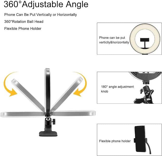 Creatck 8" LED Ring Light, Dimmable  3 Color Modes 10 Brightness 1