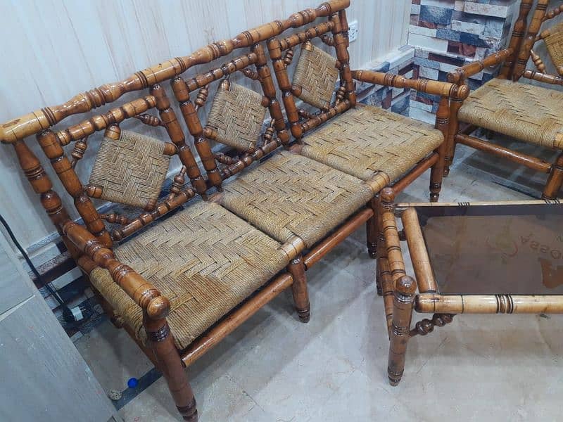 8 seater Peerha sofa and wooden dining table with 6 chairs 2