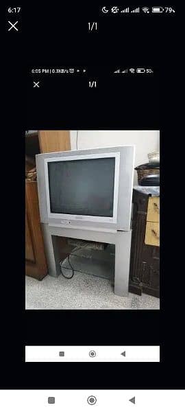 Philips 21 inches TV with glass trolley 0