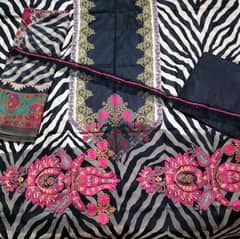 3pcs printed lawn unstitched suit embroidery ladies dress 03037770296 0