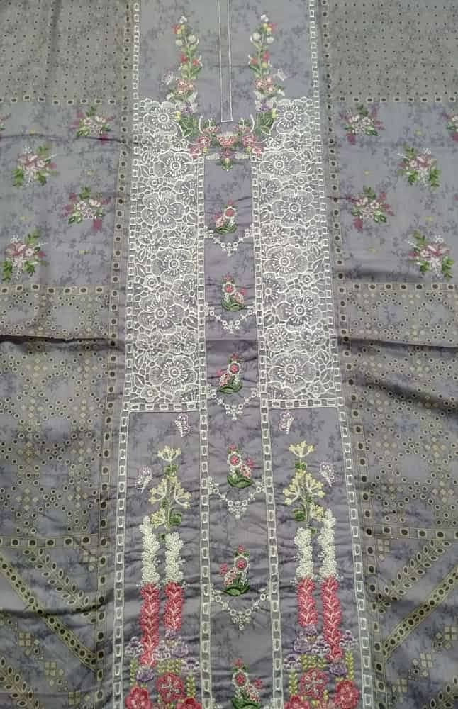 3pcs printed lawn unstitched suit embroidery ladies dress 03037770296 4