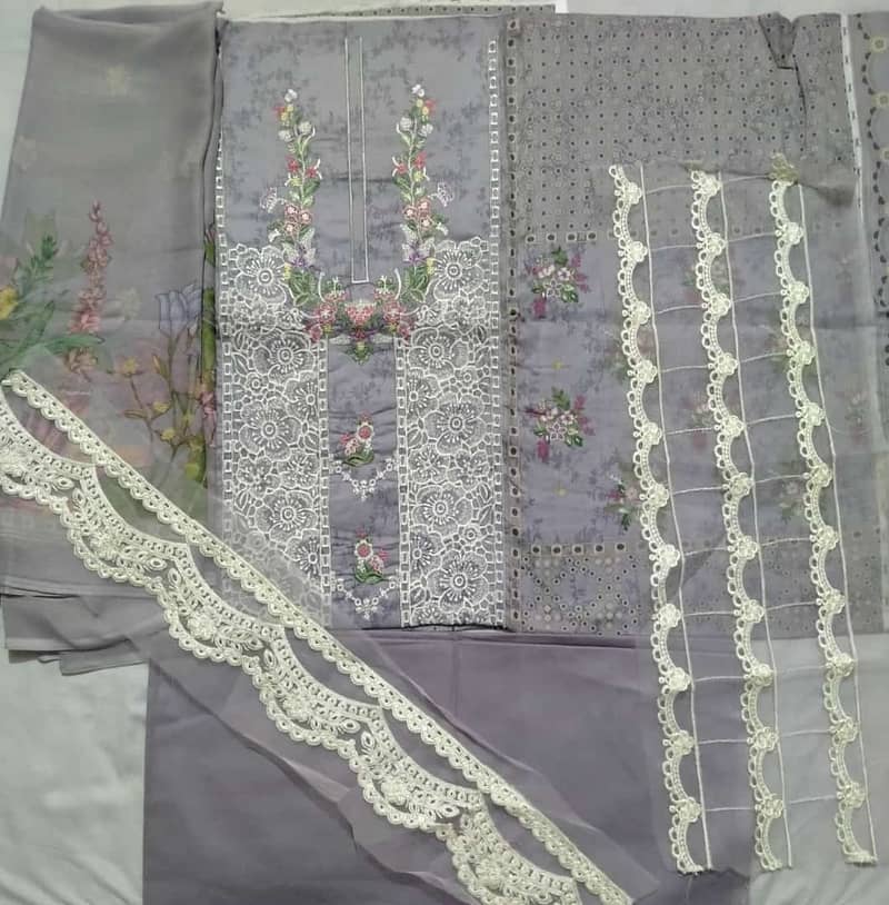 3pcs printed lawn unstitched suit embroidery ladies dress 03037770296 14