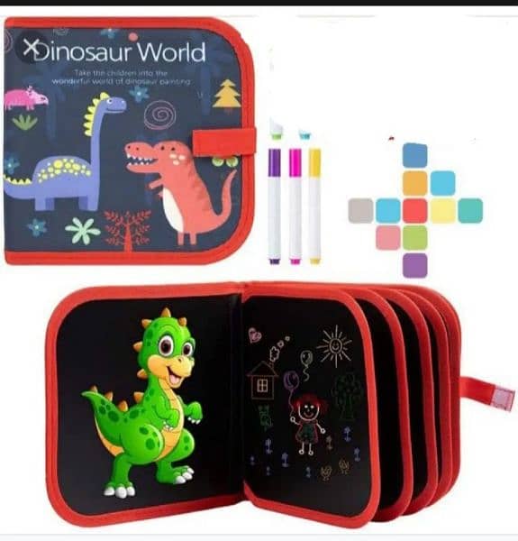 Doodle Dinosaur Drawing & Painting Book with 3 Washable Pens 1