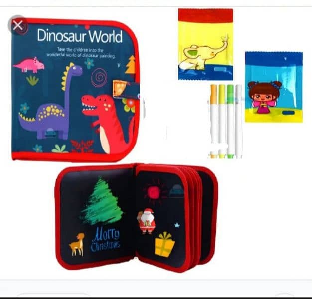 Doodle Dinosaur Drawing & Painting Book with 3 Washable Pens 4