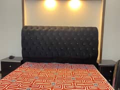 Double Bed(without mattress)with dress table and two sofa type chairs