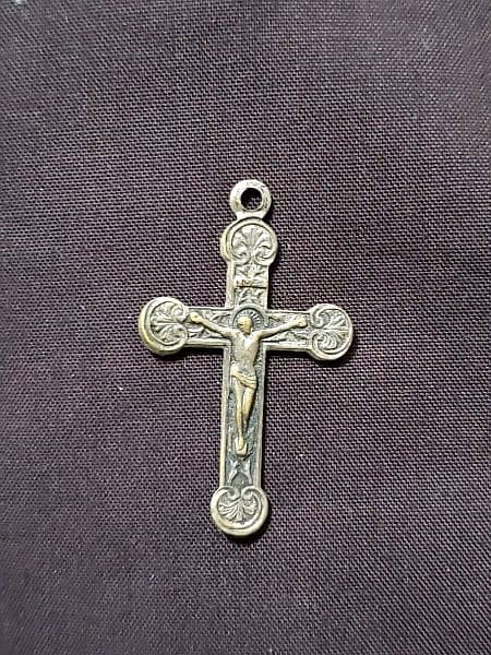Antique large filigree cross necklace 1957 0